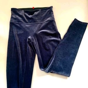 Spanx blue velvet leggings